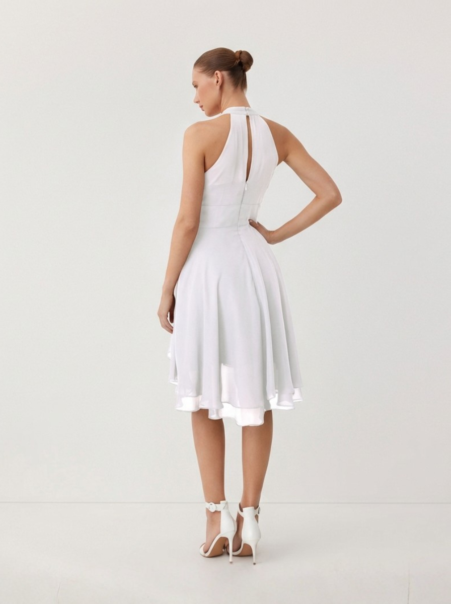 Chiffon Midi Cocktail Dress Halter Neck Luxe Collection Limited