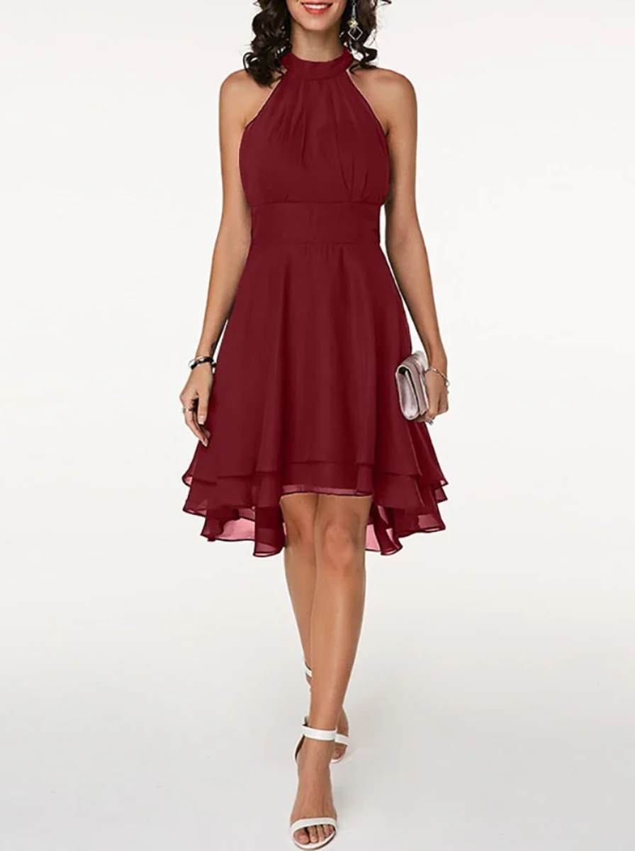 Chiffon Midi Cocktail Dress Halter Neck Luxe Collection Limited