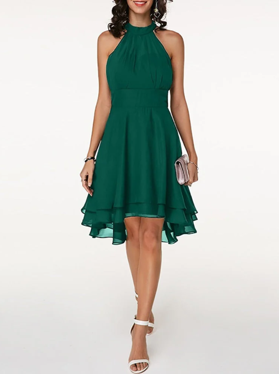 Chiffon Midi Cocktail Dress Halter Neck Luxe Collection Limited