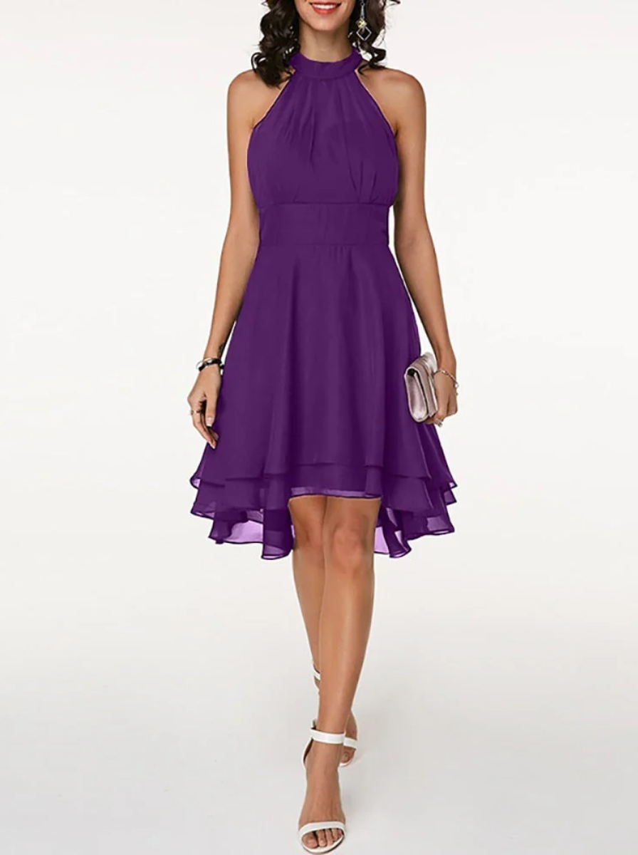 Chiffon Midi Cocktail Dress Halter Neck Luxe Collection Limited