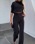 Cropped Top And Trousers Set Luxe Crepe Collection Limited Edition