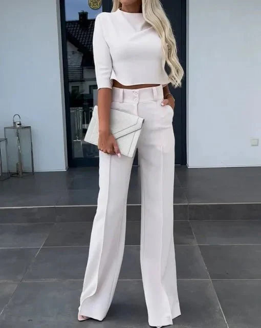 Cropped Top And Trousers Set Luxe Crepe Collection Limited Edition