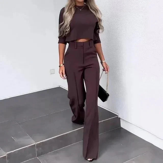 Cropped Top And Trousers Set Luxe Crepe Collection Limited Edition