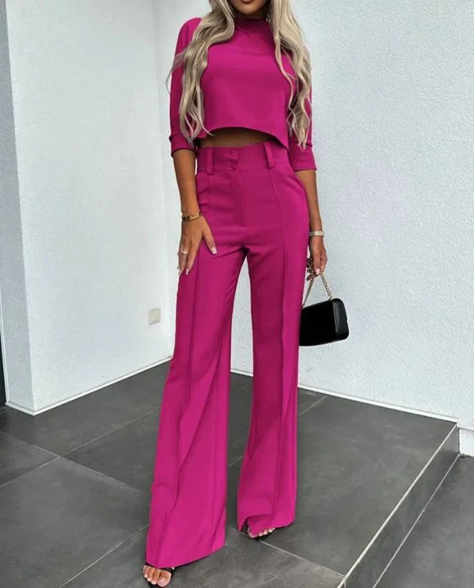 Cropped Top And Trousers Set Luxe Crepe Collection Limited Edition