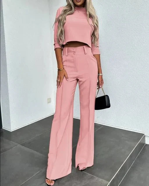 Cropped Top And Trousers Set Luxe Crepe Collection Limited Edition