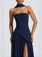Navy Maxi Dress Strapless Silk Collection Exclusive Evening Wear