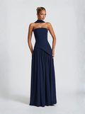 Navy Maxi Dress Strapless Silk Collection Exclusive Evening Wear