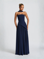 Navy Maxi Dress Strapless Silk Collection Exclusive Evening Wear