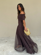 Off Shoulder Chiffon Maxi Dress Exquisite Collection Limited Release