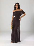 Off Shoulder Chiffon Maxi Dress Exquisite Collection Limited Release