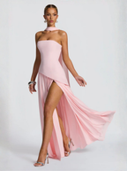 Pale Pink Silk Strapless Maxi Dress Exclusive Evening Collection