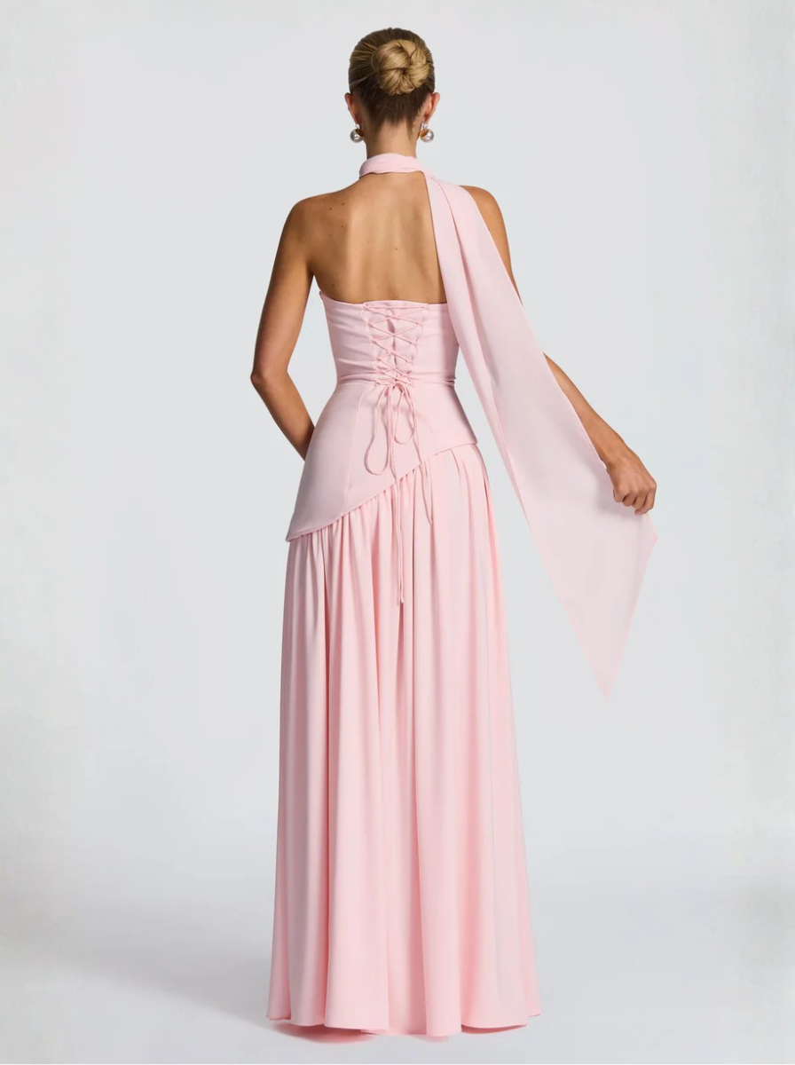 Pale Pink Silk Strapless Maxi Dress Exclusive Evening Collection