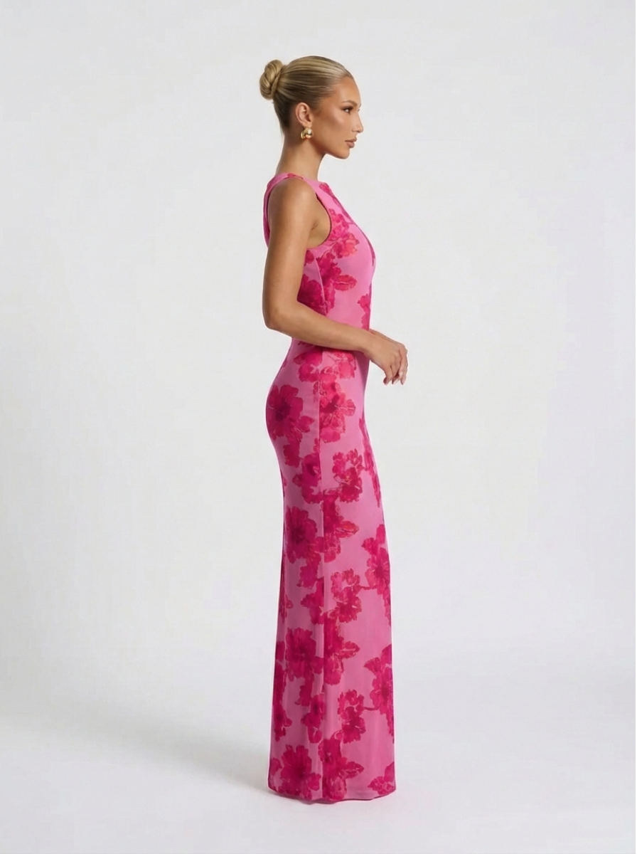 Embroidered Floral Applique Maxi Dress Haute Couture Reserve