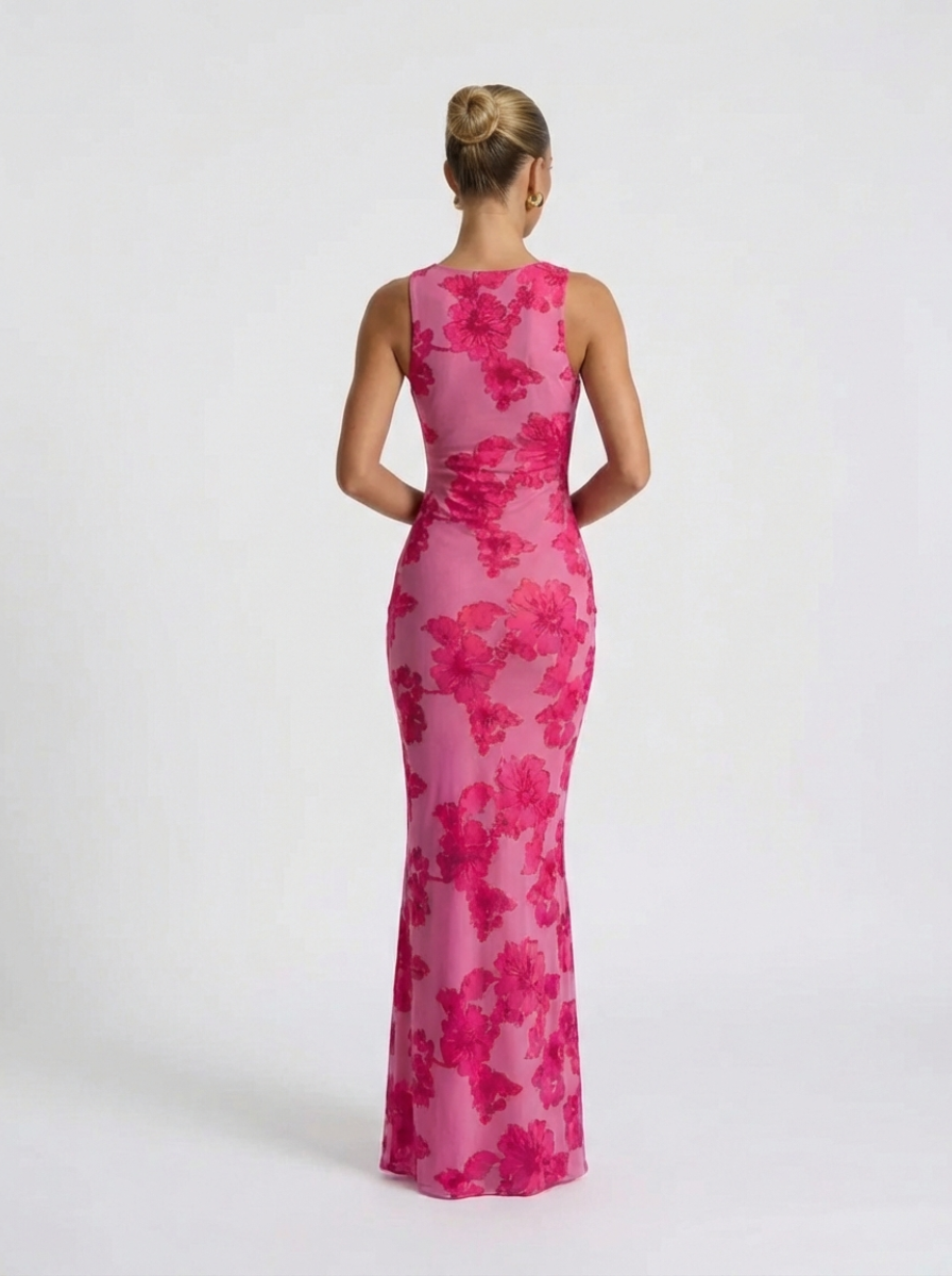 Embroidered Floral Applique Maxi Dress Haute Couture Reserve