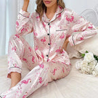 Shiela Flamingo Print Pajama Set For Women Limited Edition Luxe