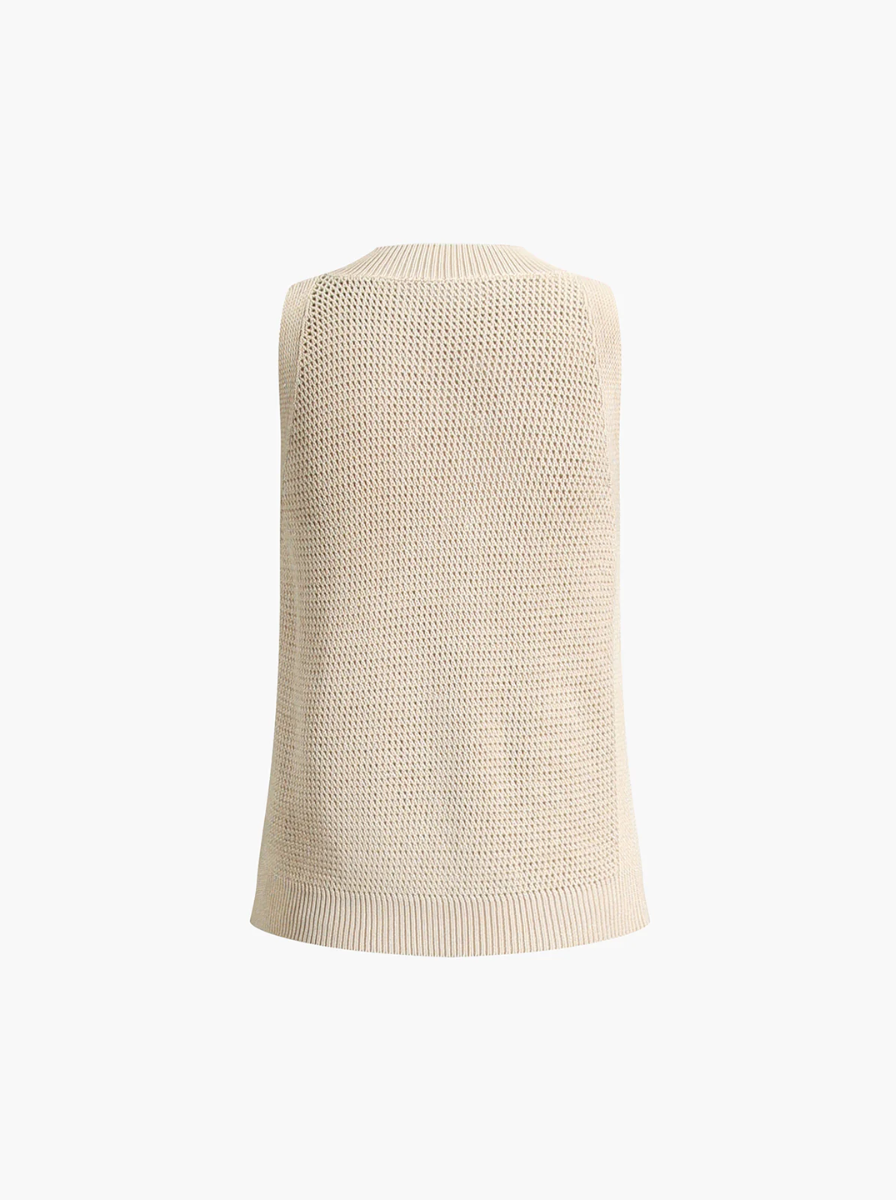 Open Weave Knit Sleeveless Tank Top Artisanal Exclusive Collection