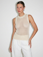 Open Weave Knit Sleeveless Tank Top Artisanal Exclusive Collection