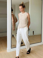 Open Weave Knit Sleeveless Tank Top Artisanal Exclusive Collection