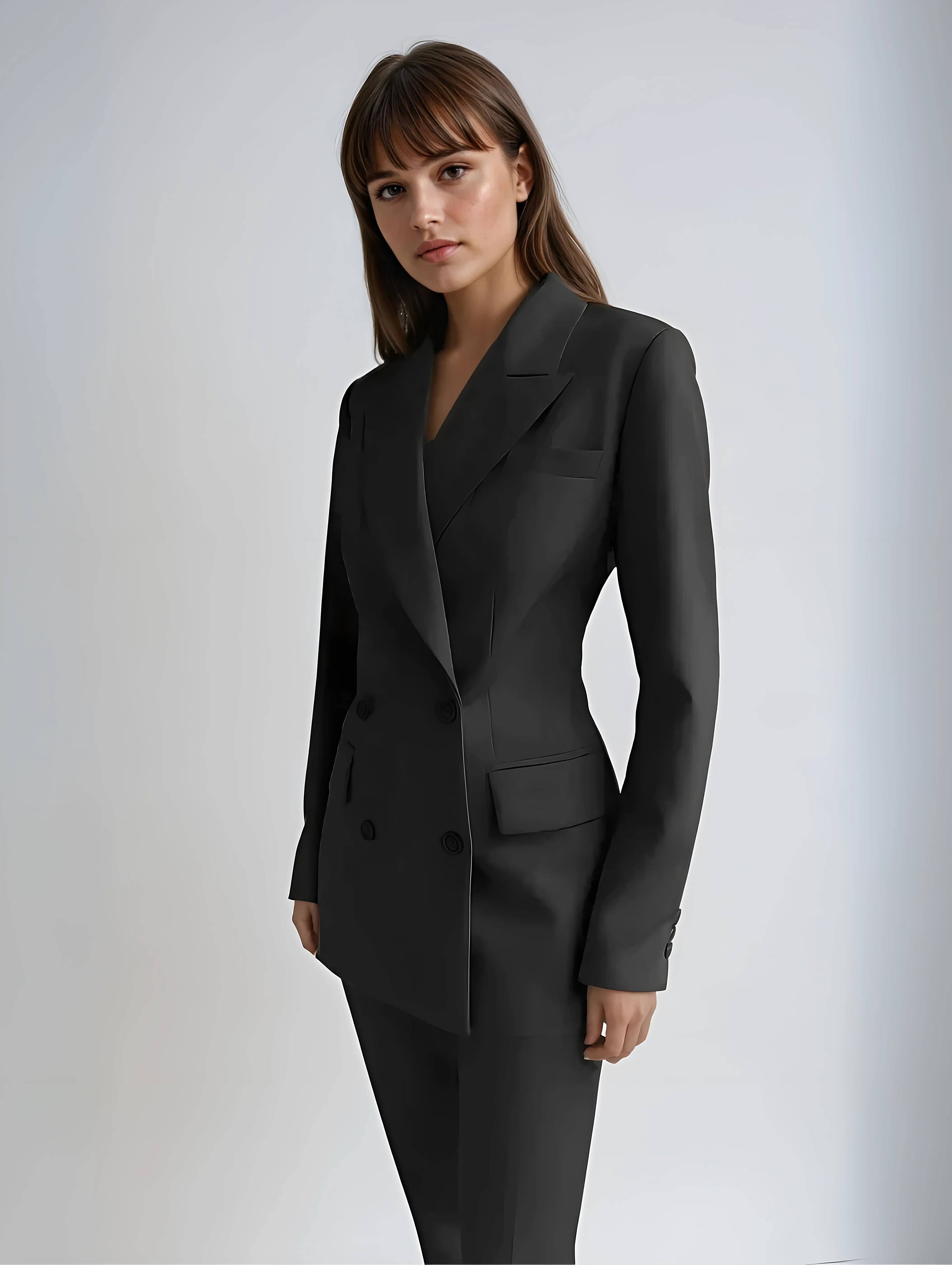 Womens Blazer And Trousers Set Double Breasted Tailored Exclusive