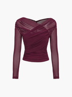Lux Mesh Ruched Long Sleeve Top Limited Edition Couture Editorial Capsule