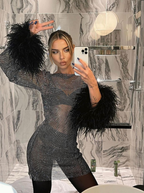 Crystal Embellished Feather Mini Dress From Glam Night Collection Exclusive