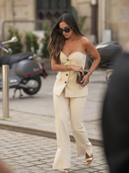 Two-Piece Strapless Tube Top And Wide-Leg Pants Set Couture Exclusive