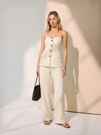 Two-Piece Strapless Tube Top And Wide-Leg Pants Set Couture Exclusive