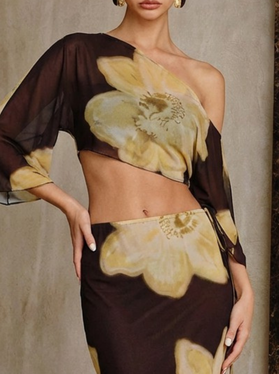 Couture Collection Two Piece Set One Shoulder Top And Flowing Skirt Exclusive