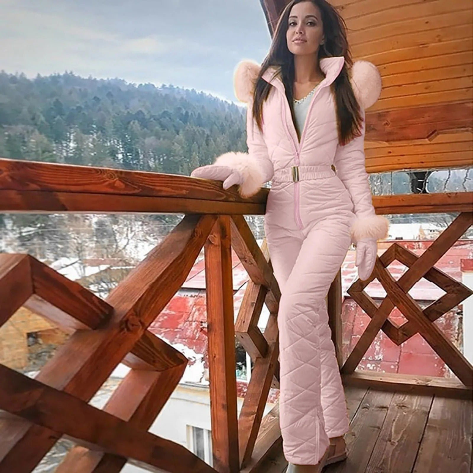 Women's Ski Suit Hooded Belted Waist Premium Collection Limited Edition