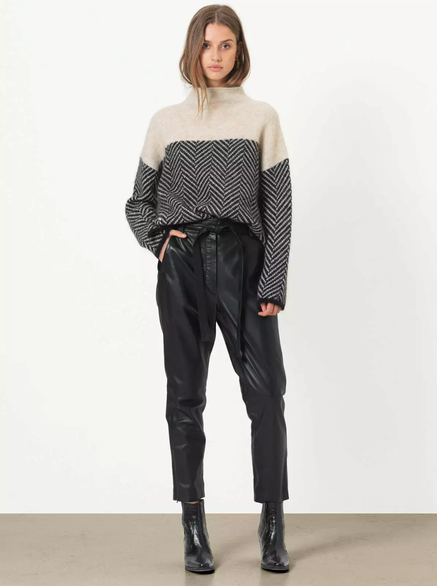 Chevron Herringbone Soft Knit Turtleneck Sweater Limited Edition