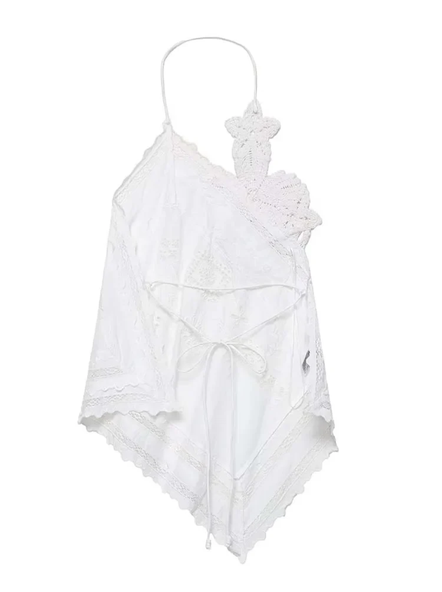 Halter Neck Top Broderie Anglaise Lace Artisan Crochet Limited Edition