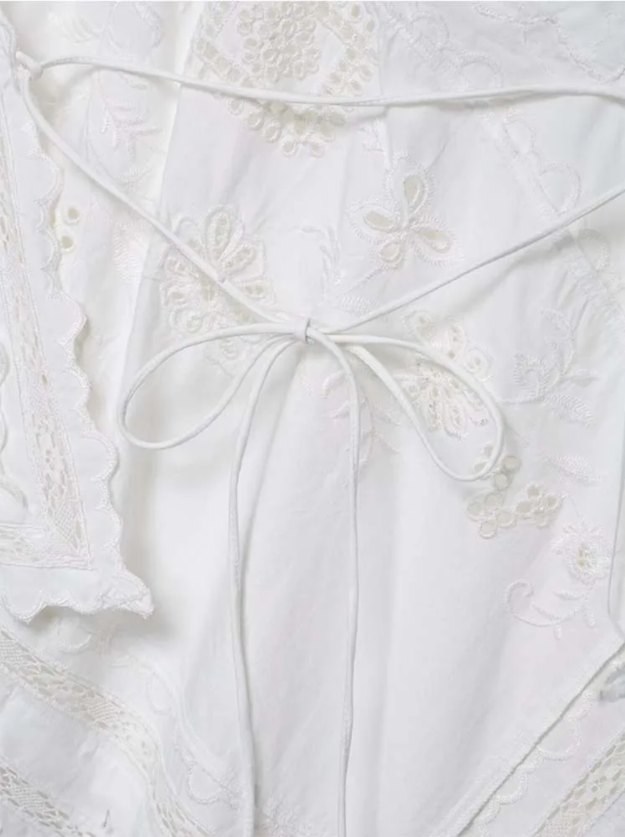 Halter Neck Top Broderie Anglaise Lace Artisan Crochet Limited Edition