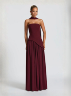 Wine Red Strapless Maxi Dress Jewel Tone Collection Exclusive