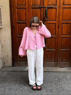 Linen Front Tie Blouse Long Sleeve Luxury Collection Limited