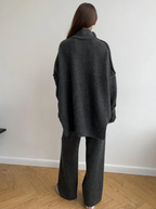 Lux Knit Set For Women Signature Turtleneck Sweater And Wide Leg Pants