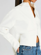 Draped Button Down Shirt Mercerized Cotton Collection Exclusive