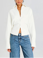 Draped Button Down Shirt Mercerized Cotton Collection Exclusive