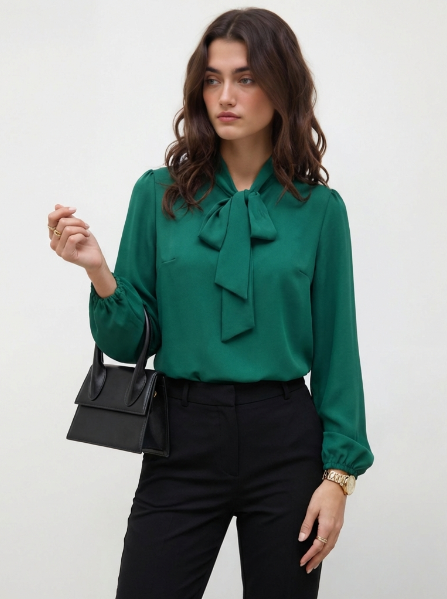 Silk Pussy Bow Long Sleeve Blouse Capsule Collection Exclusive