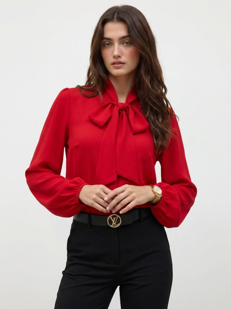 Silk Pussy Bow Long Sleeve Blouse Capsule Collection Exclusive