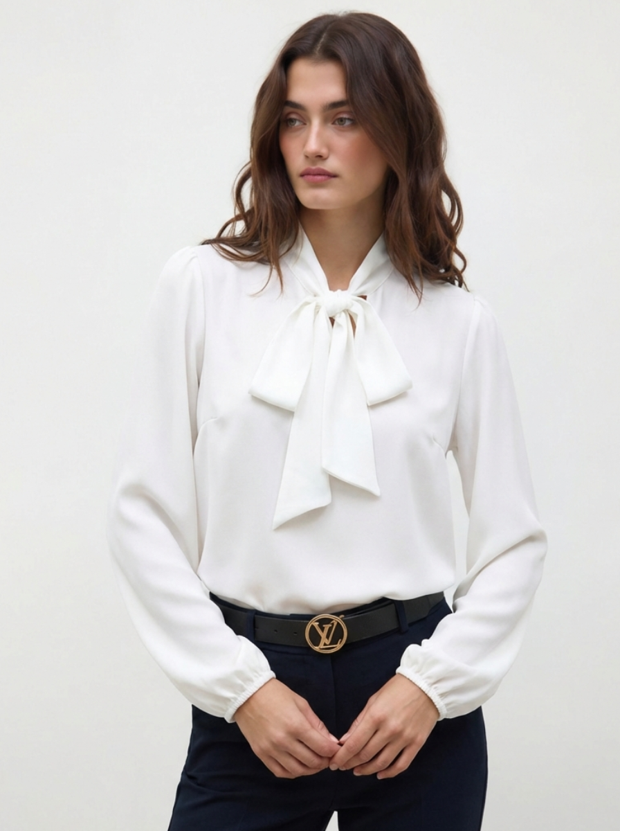 Silk Pussy Bow Long Sleeve Blouse Capsule Collection Exclusive