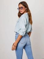 Chambray Denim Oversized Button Up Shirt Luxury Collection Exclusive