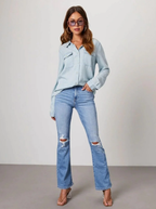 Chambray Denim Oversized Button Up Shirt Luxury Collection Exclusive