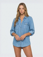 Chambray Denim Oversized Button Up Shirt Luxury Collection Exclusive