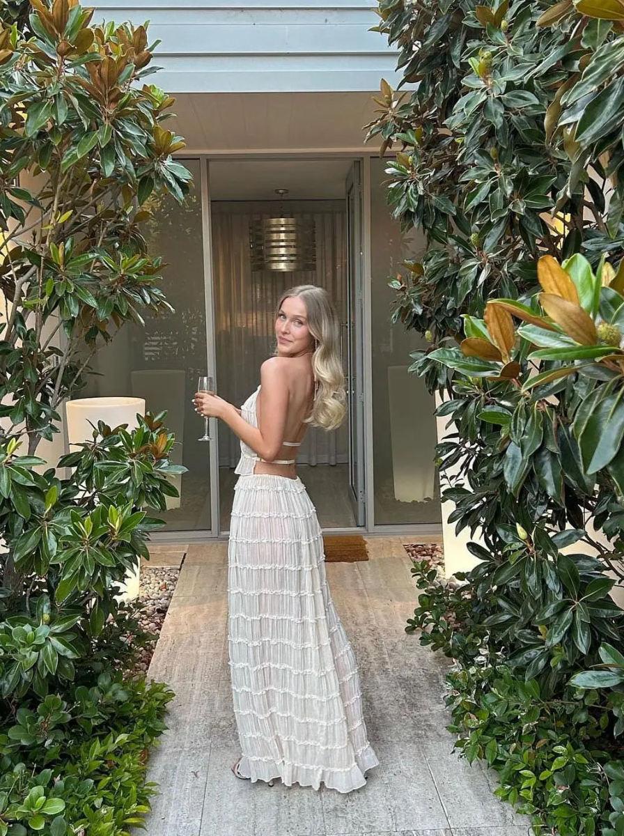 Bohemian Luxe Collection Halter Crop Top Maxi Skirt Set Limited Edition