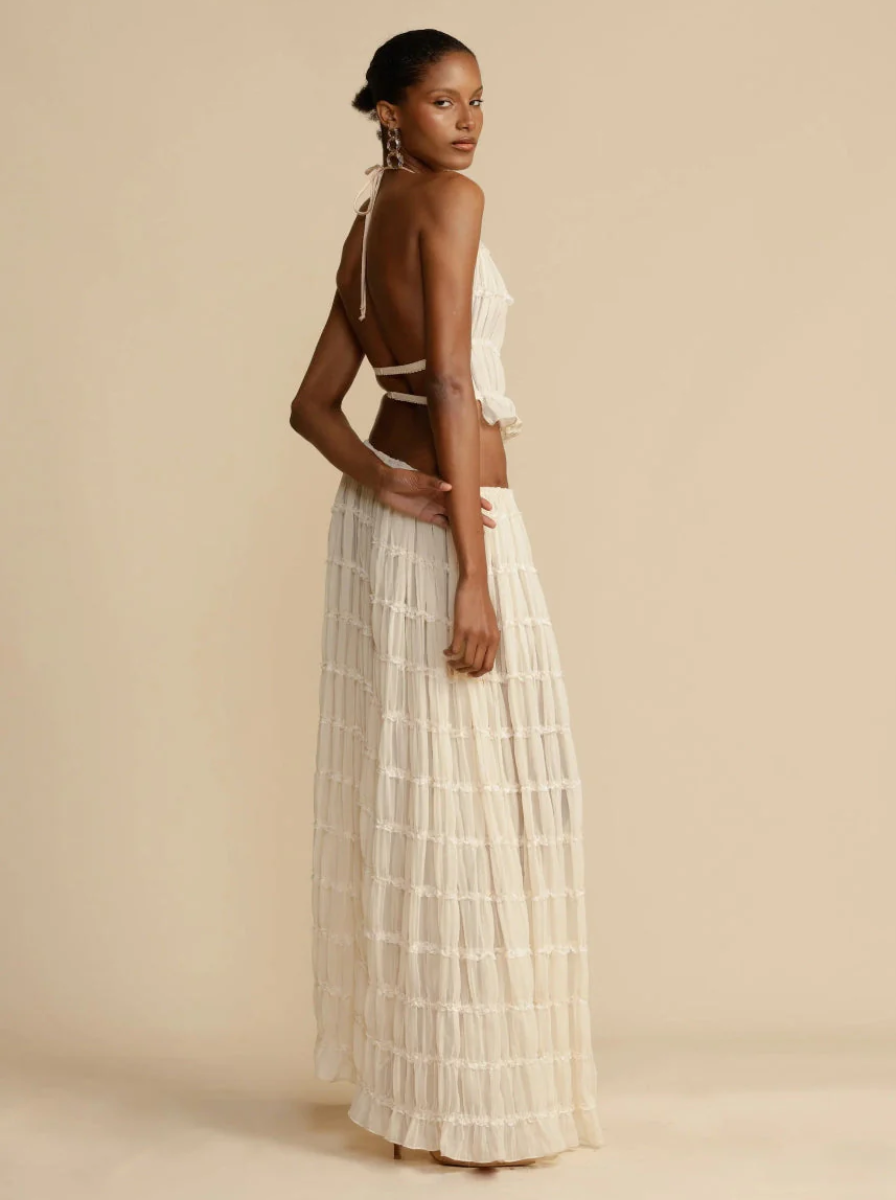 Bohemian Luxe Collection Halter Crop Top Maxi Skirt Set Limited Edition