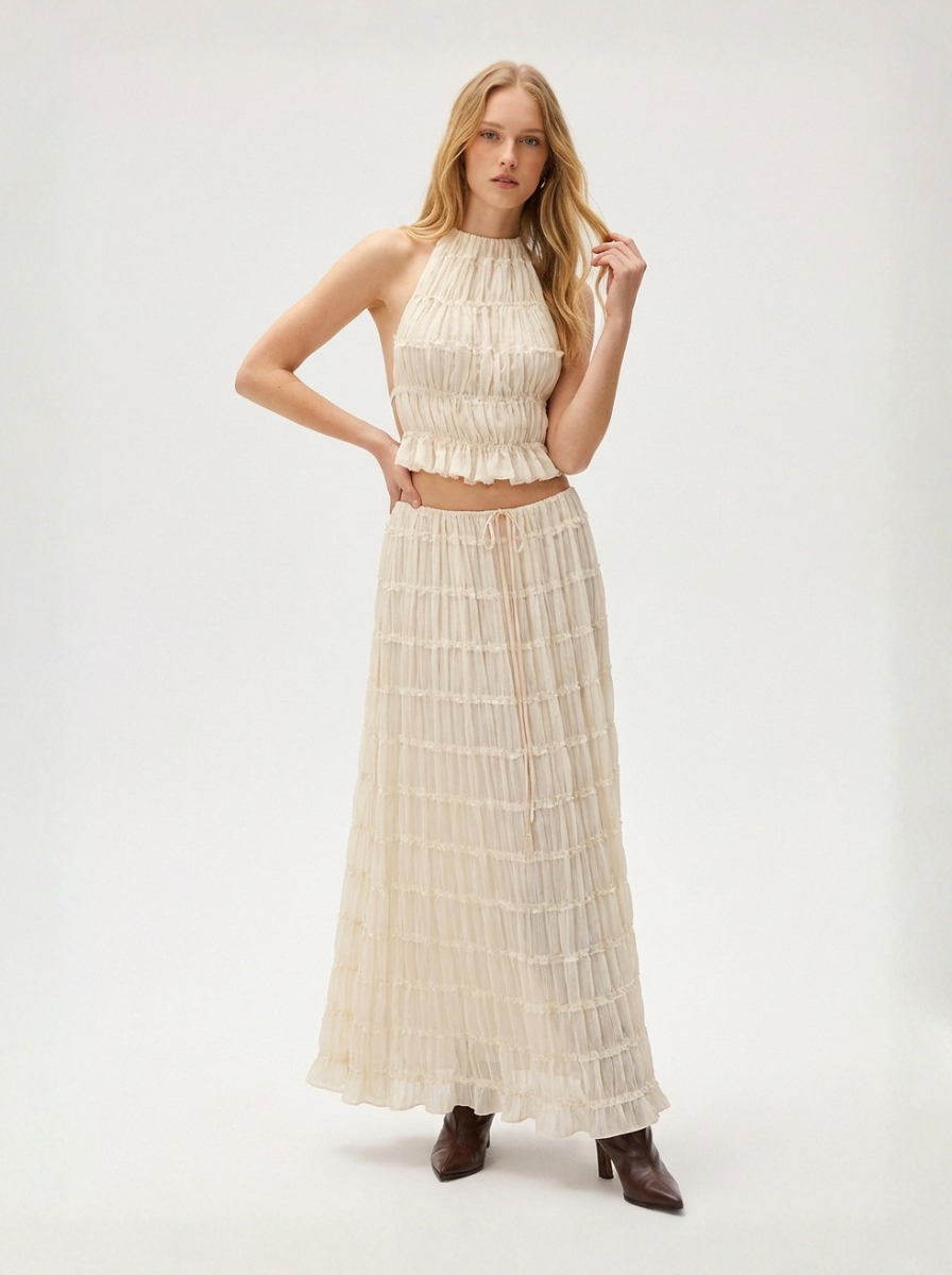 Bohemian Luxe Collection Halter Crop Top Maxi Skirt Set Limited Edition