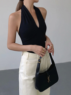V-Neck Halter Tank Open Back Sleeveless Top For Capsule Collection