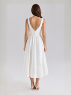 White Crochet Lace Corset Midi Dress With Open Back Limited Edition