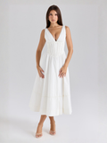 White Crochet Lace Corset Midi Dress With Open Back Limited Edition
