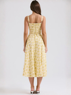 Crisp Cotton Floral Midi Dress Sunshine Yellow Limited Edition